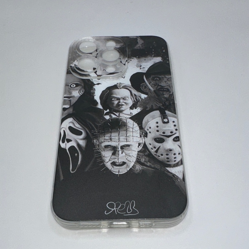 Horror-Themed Black and White Phone Case